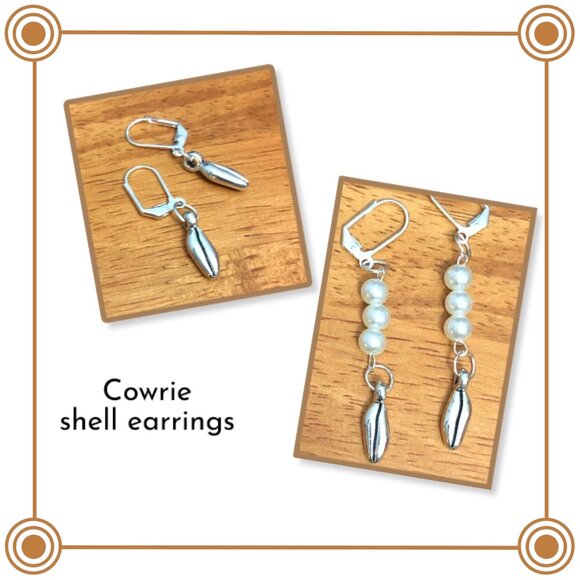 Cowrie shell earrings (2) - Picture 1 of 3